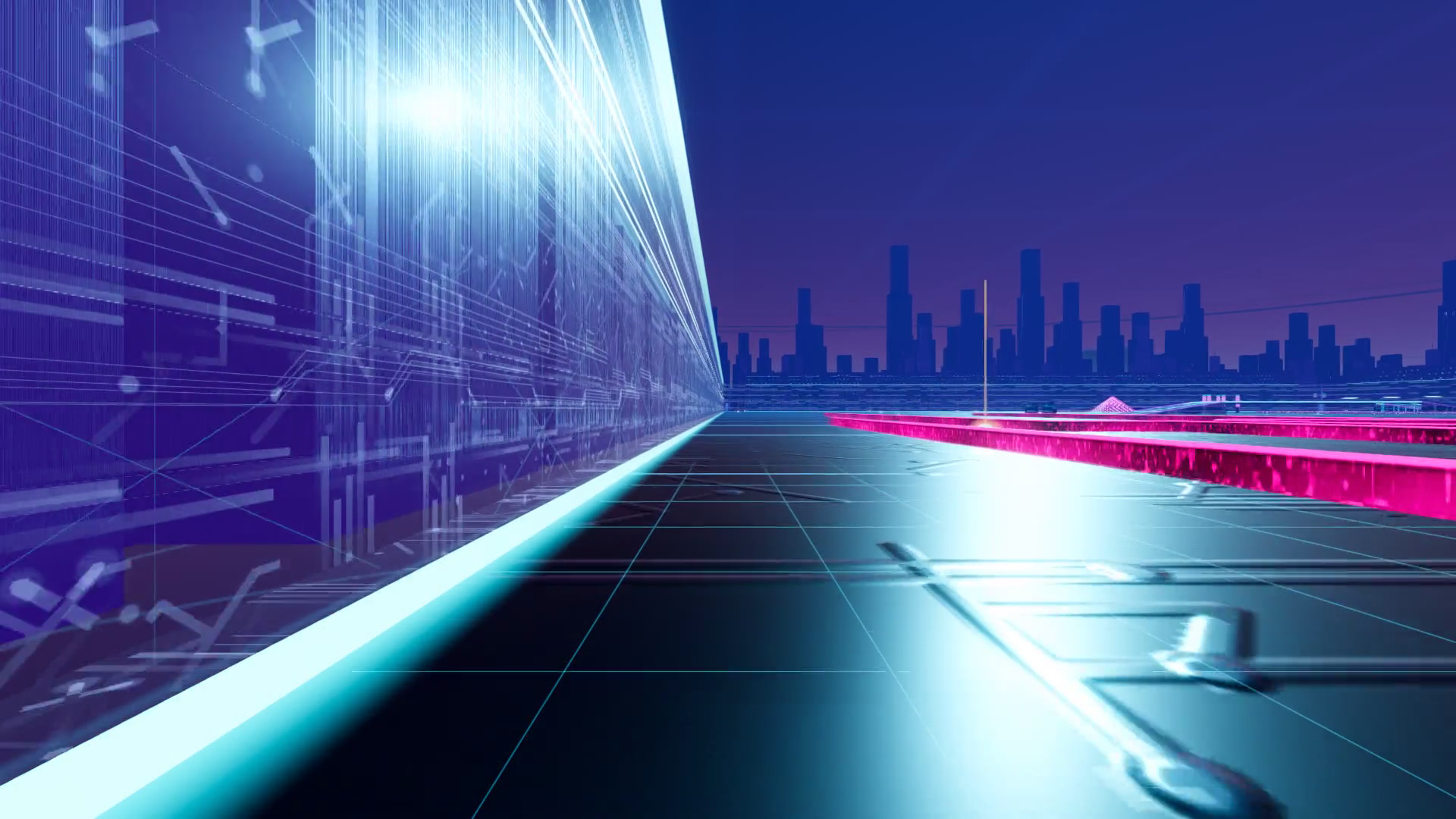 Neon wall corridor in Synapse Grid
