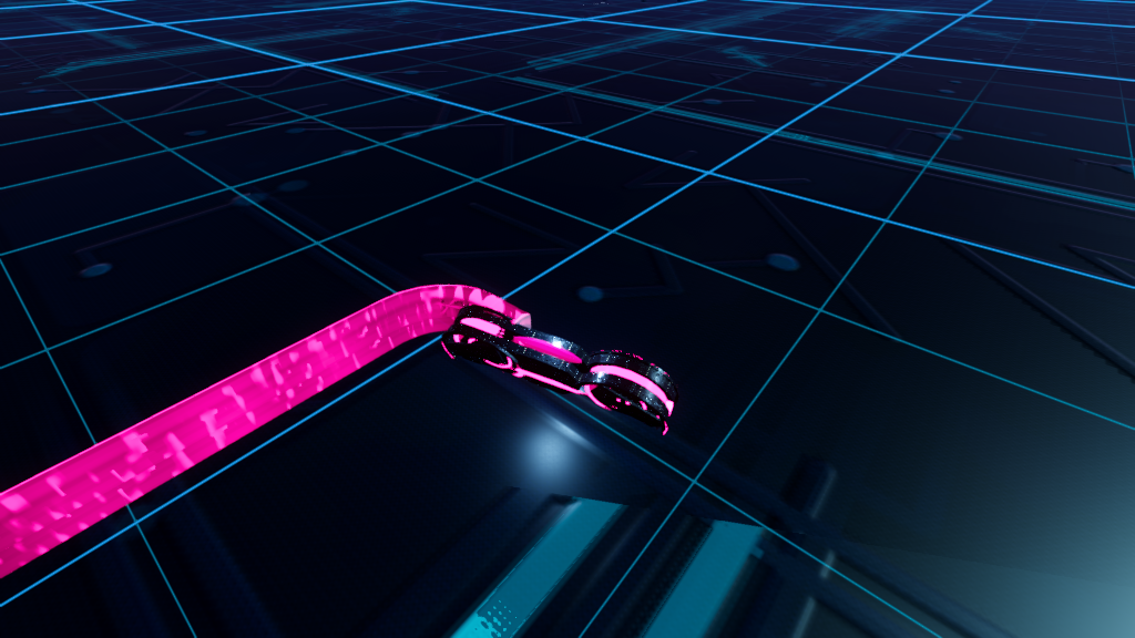 Light-cycle laying a neon wall on the grid